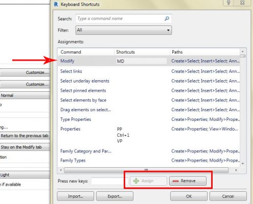 کار با keyboard shortcut